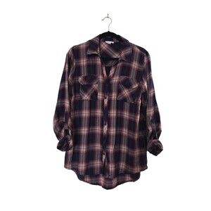 Olivia Grey Plaid Shirt Women's Size Large Red Blue